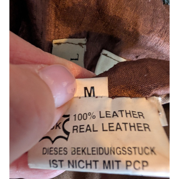 VTG Rizal Neiman Marcus Brown Leather Whip Stich Boho Western Blazer Medium Wmns - Picture 9 of 10